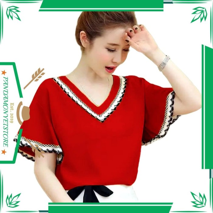 Jual Blouse  Wanita  Murah Blus Lengan Pendek Blouse  Korea 