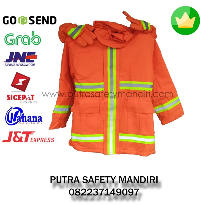 Jual SETS BAJU TAHAN PANAS JAKET FIREMAN ORANGE REGU ...