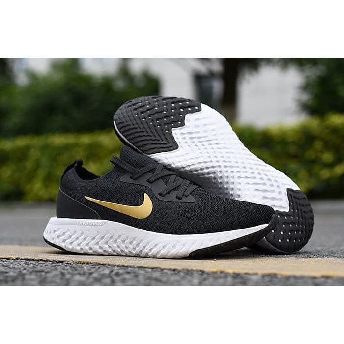 nike epic react black and gold