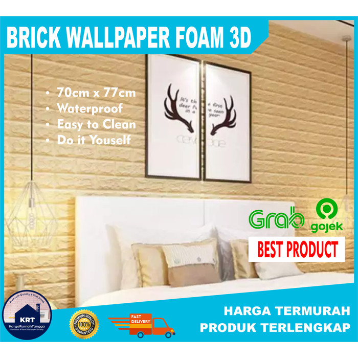 Jual Krem Apricot 70 x 77cm - Wallpaper Foam 3D Embos Bata