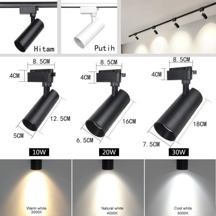 Jual lampu led track light cob 20w lampu spot light rel 20 