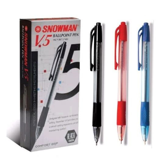 Jual PEN / PULPEN SNOWMAN V5 0.7MM 1 LUSIN - Hitam
