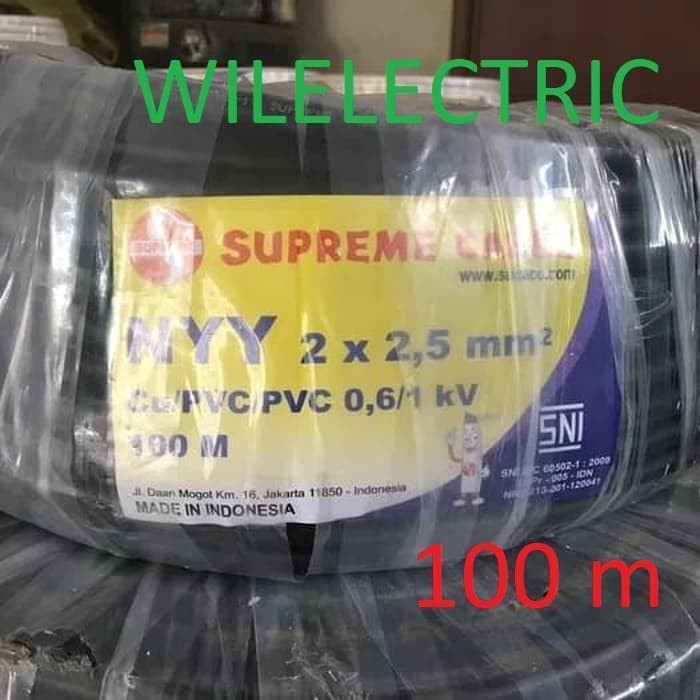 Jual Kabel listrik NYY 2 x 2.5 / 2x2.5 mm SUPREME 100 m