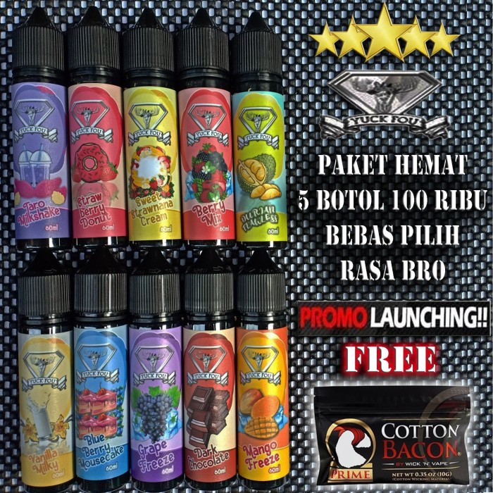 Jual PAKET HEMAT 5 BOTOL LIQUID VAPE 60ML YUCKFOU ELIQUID