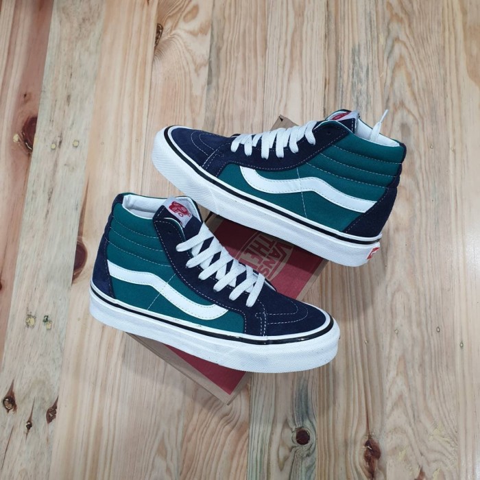 green and blue vans
