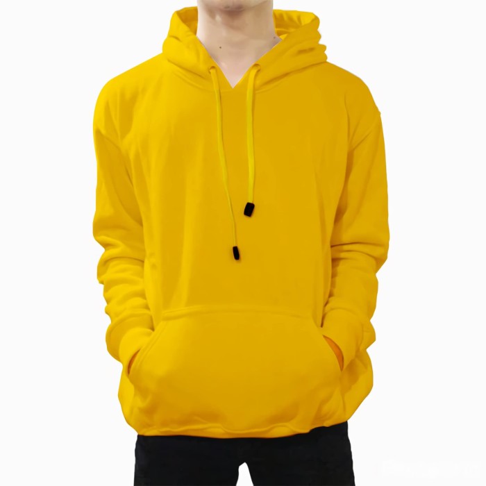 Jual JAKET POLOS HOODIE JUMPER KUNING - Kuning, L - Kab