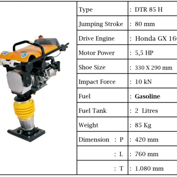 Jual Tamping Rammer / Stamper Kuda Bensin Honda Gx160/Honda GP160