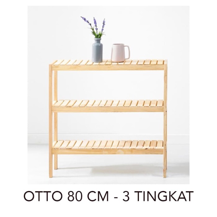 Jual Otto Wooden Shelf 80 3 tinkgkat Rak  Kayu  Rak  