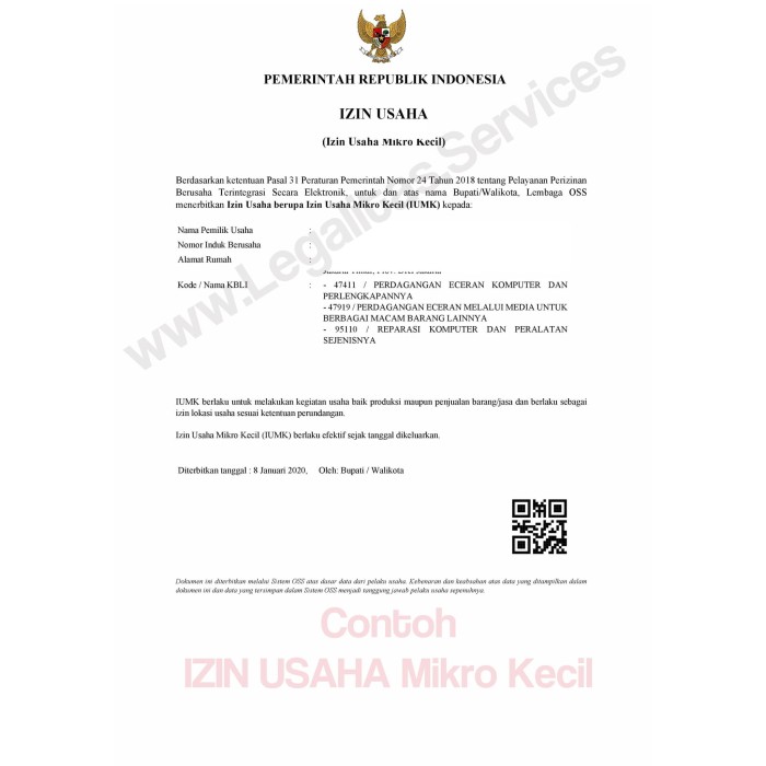 Usaha Mikro Contoh Surat Izin Usaha Kecil Nusagates