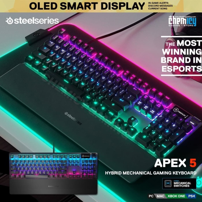 Jual Steelseries Apex 5 Fullsize OLED Hybrid Mechanical