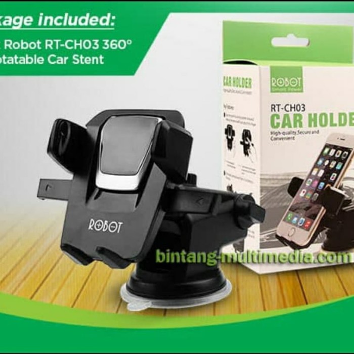 Foto Produk HOLDER HP MOBIL ROBOT RT-CH03 - CAR HOLDER DASHBOAD - HOLDER GPS dari BenuaCell