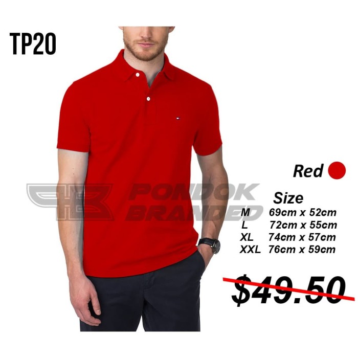 red tommy hilfiger polo shirt