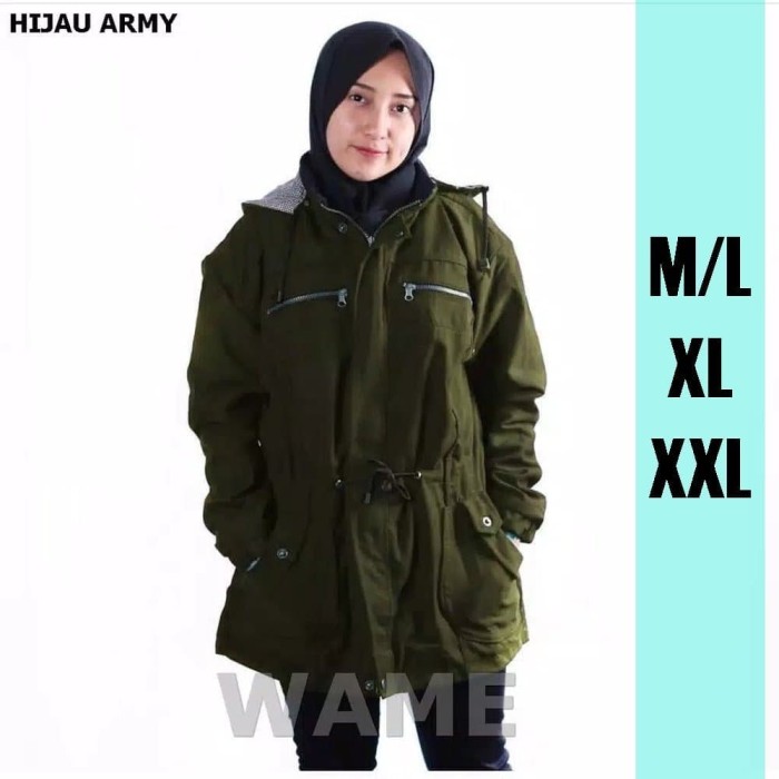 Jual Jaket  Parka Wanita Hijau  Army  Premium M L Jakarta 