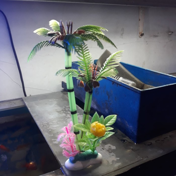 pozie Hiasan Aquarium Pohon Kelapa