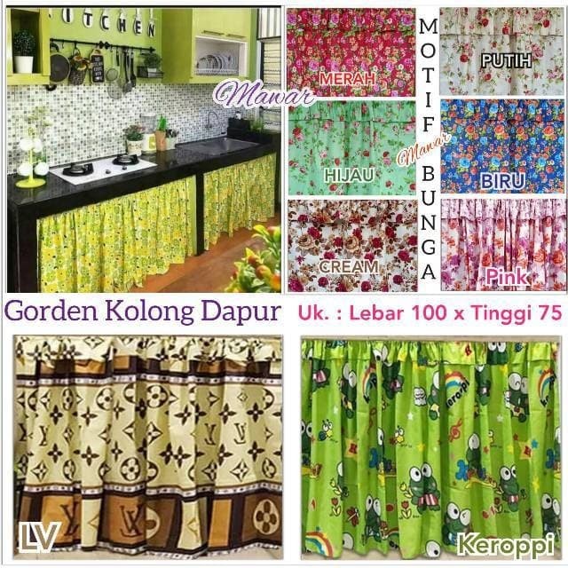 Jual Gorden kolong dapur meja Hordeng korden motif kitchen 