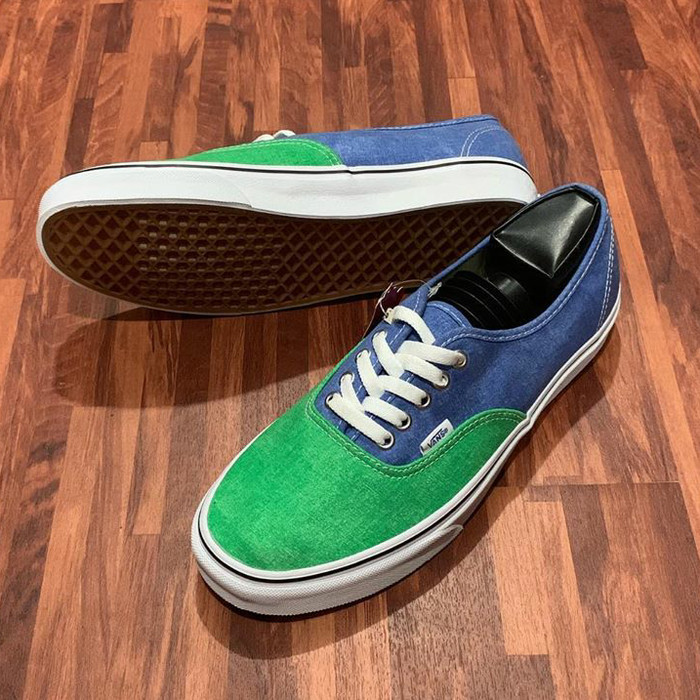 green and blue vans