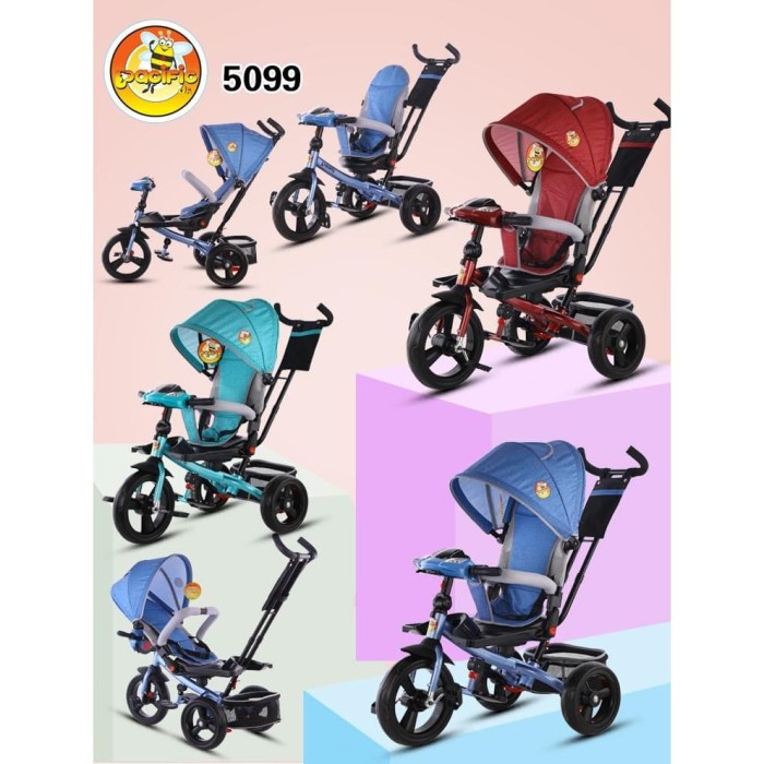 Family F9031t Musik Kuda Boncengan 2 Kursi Kanopi Baby Tricycle