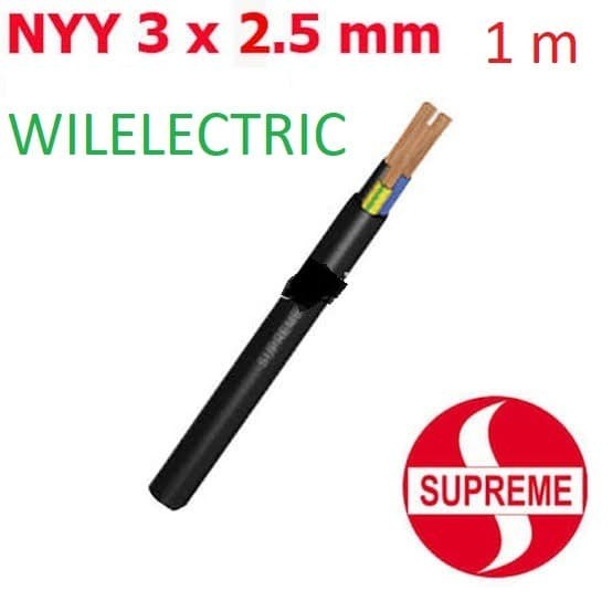 Jual kabel listrik kawat NYY 3 x 2.5 / 3x2.5 mm SUPREME eceran hitam