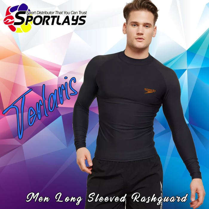 Jual Baju Renang Atasan Speedo Diving Cowok Hitam Orange