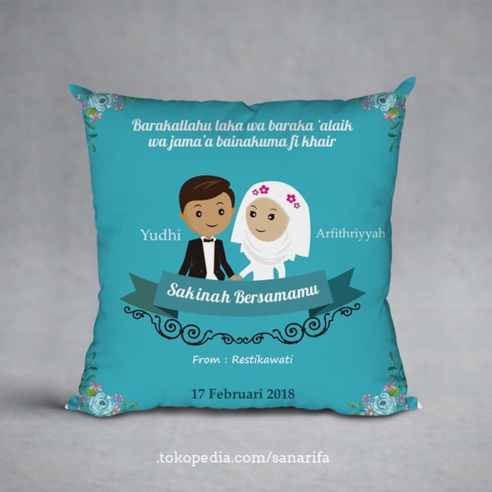Jual Bantal Hadiah Kado Nikah Souvenir Wedding Ukuran 30x30 Kab Bandung Sanarifa Craft Tokopedia
