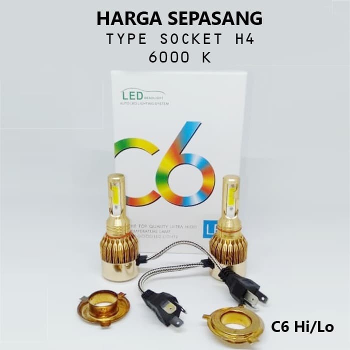  Jual  Lampu  LED  Mobil  Utama  Headlight C6 Gold H4 Hi Lo 38 