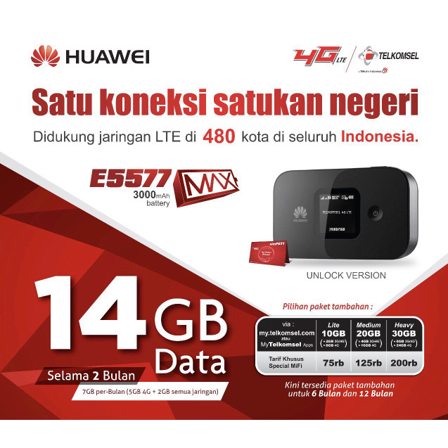 Jual Modem Wifi Mifi 4G LTE Huawei E5577 BOLT MAX2 FREE ...