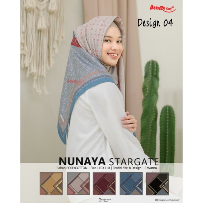 Foto Produk Hijab Jilbab Kerudung Segiempat NUNAYA STARGATE Motif 4 by Azzura dari Non's Hijab Fashion