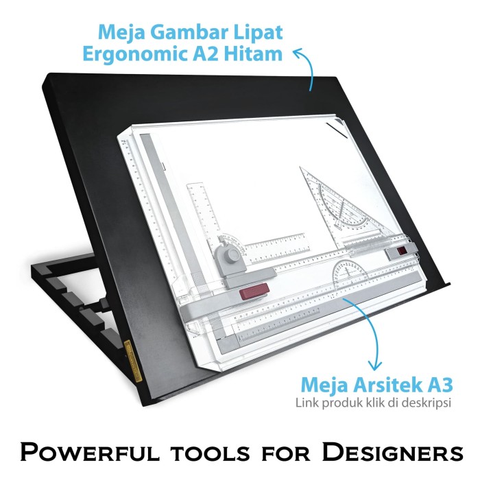 Jual Meja Gambar Lipat A2 Ergonomic Adjustable Hitam