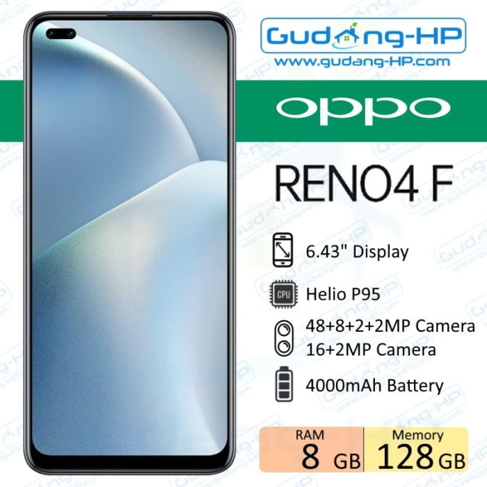 Jual OPPO Reno 4f 8/128 GB Garansi Resmi - Hitam - Jakarta Pusat