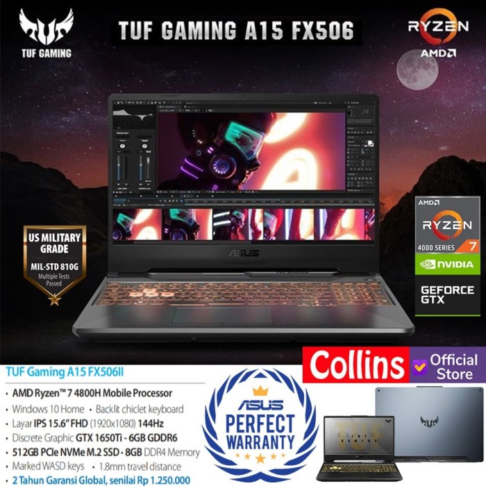 Promo ASUS TUF Gaming A15 FX506II R7-4800H 8GB 512GB