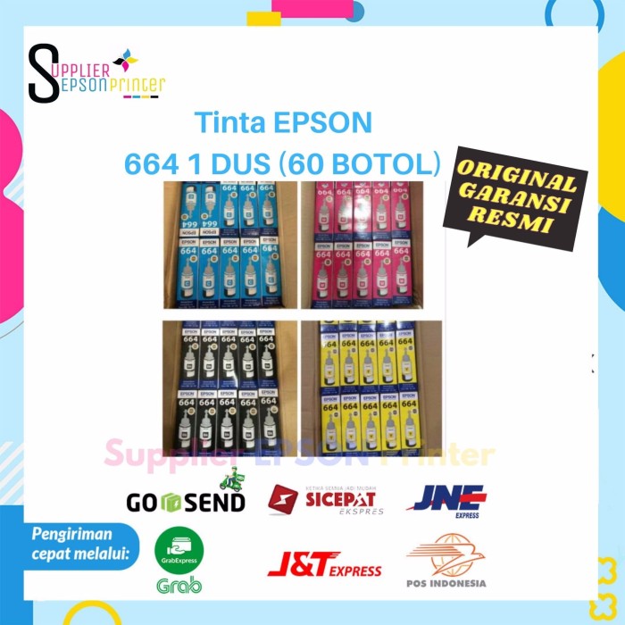 Jual Tinta epson 664 black original harga grosir (1 dus isi 60botol