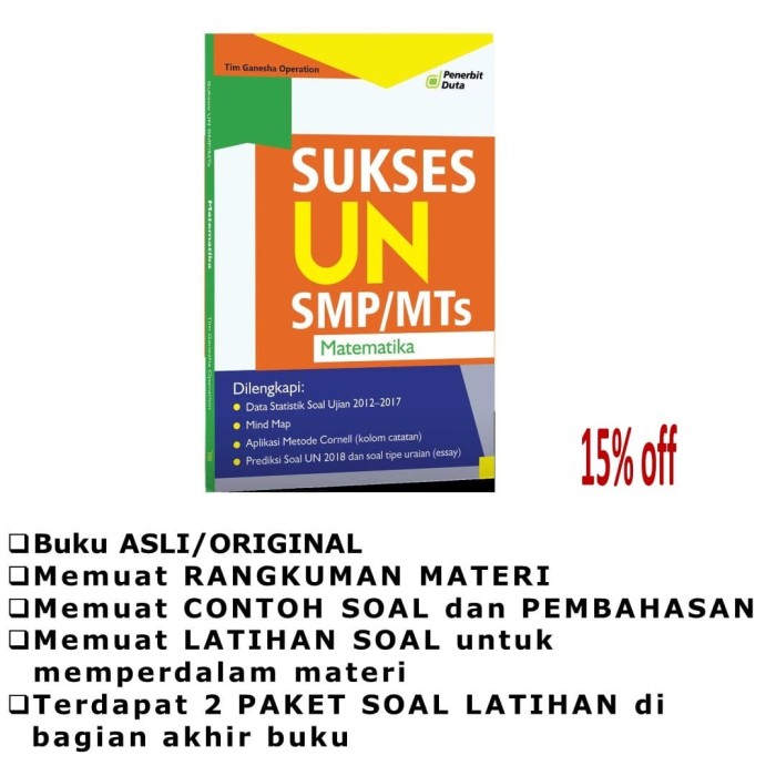 Jual Sukses Un Matematika Smp Mts Jakarta Pusat Toko Buku Duta Tokopedia