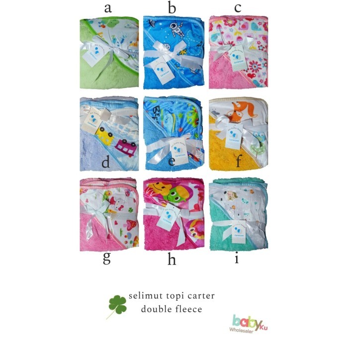 Foto Produk selimut topi bayi carter double fleece / selimut topi carter murah - kode A dari BABYKU WHOLESALER