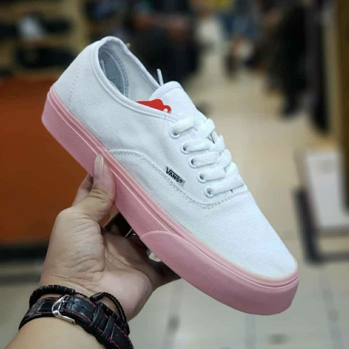 vans authentic white pink