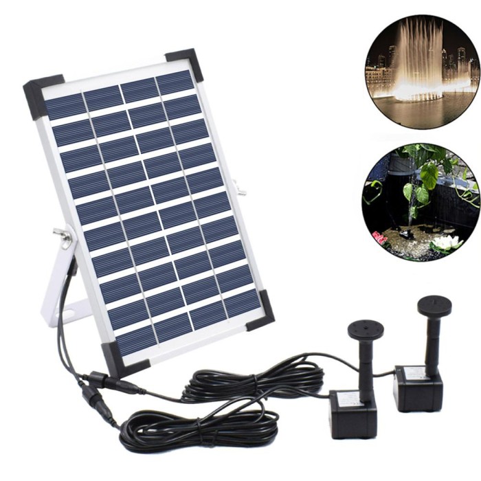 Jual 10v 5w Solar Powered Fountain With Dual Water Pump Outdoor