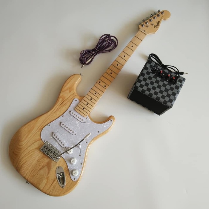 Jual Paket Gitar Listrik Fender Stratocaster Natural amply  