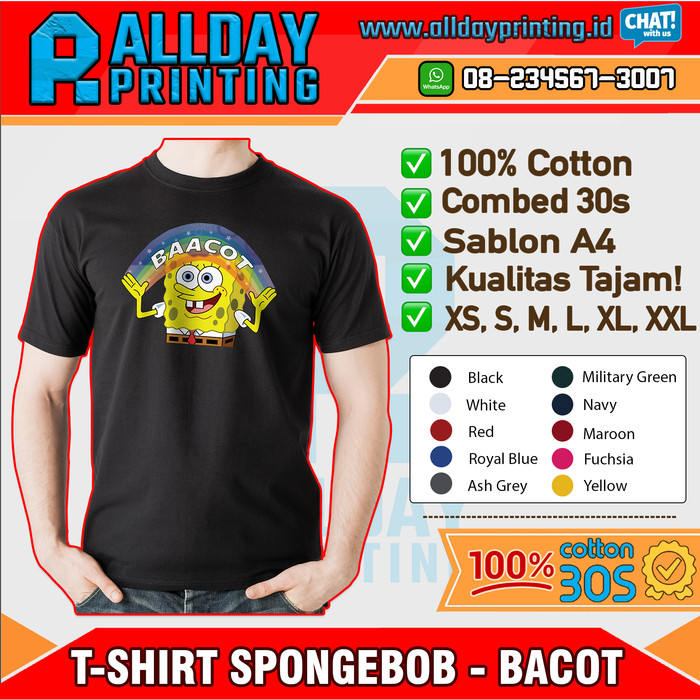 Jual Kaos Spongebob Bacot kartun meme t shirt 