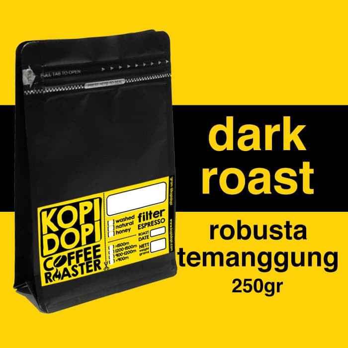 Jual Kopi Robusta Temanggung DARK ROAST 250 gram 250gr