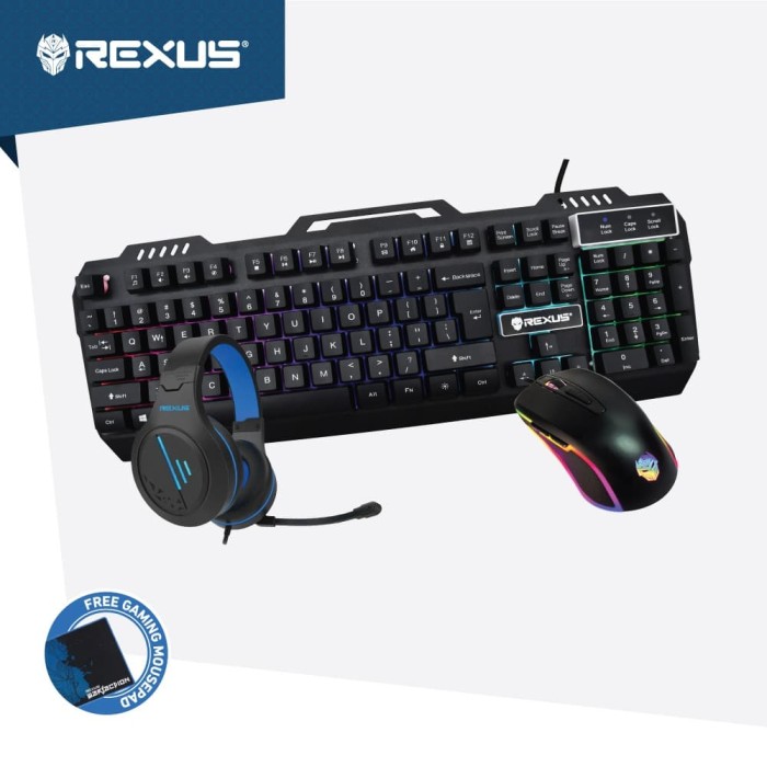 Promo Rexus Keyboard Mouse Headset Gaming Warfaction VR3