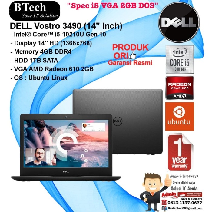Jual DELL Vostro 3490 14 Inch Core i5-10210U 4GB 1TB 