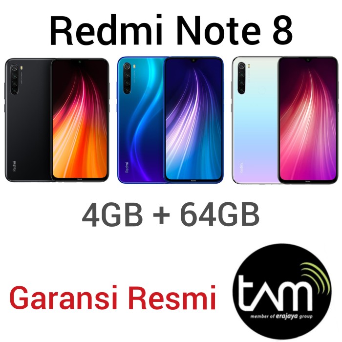 Foto Produk Xiaomi Redmi Note 8 TAM Garansi Resmi Note8 4/64 Xiomi 4GB 64GB - Hitam dari Laku8pedia