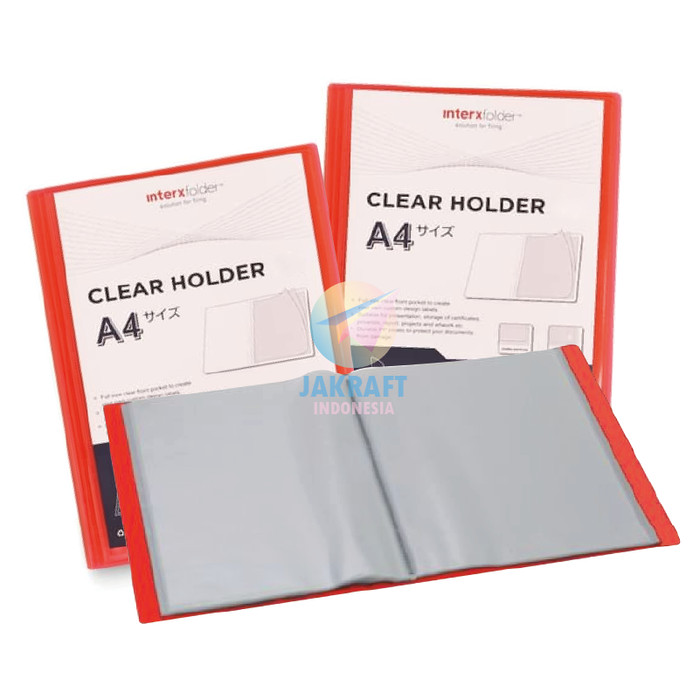 Jual Map Clear Holder A4 isi 20 PP Pocket Merah Red Album Dokumen