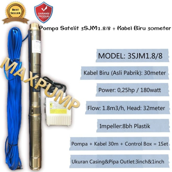 Jual POMPA SATELIT 0.25HP + KABEL BIRU 30MTR POMPA