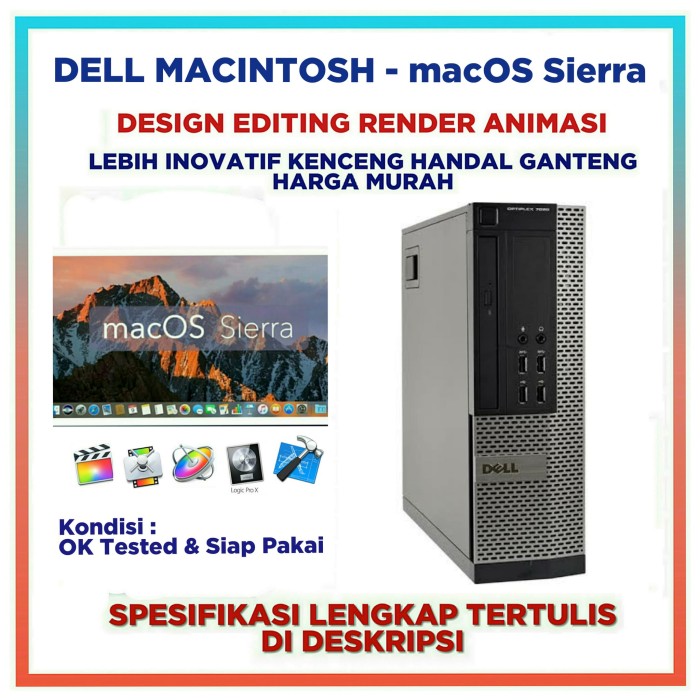 Jual CPU DELL MACINTOSH - O S macOS Sierra support 