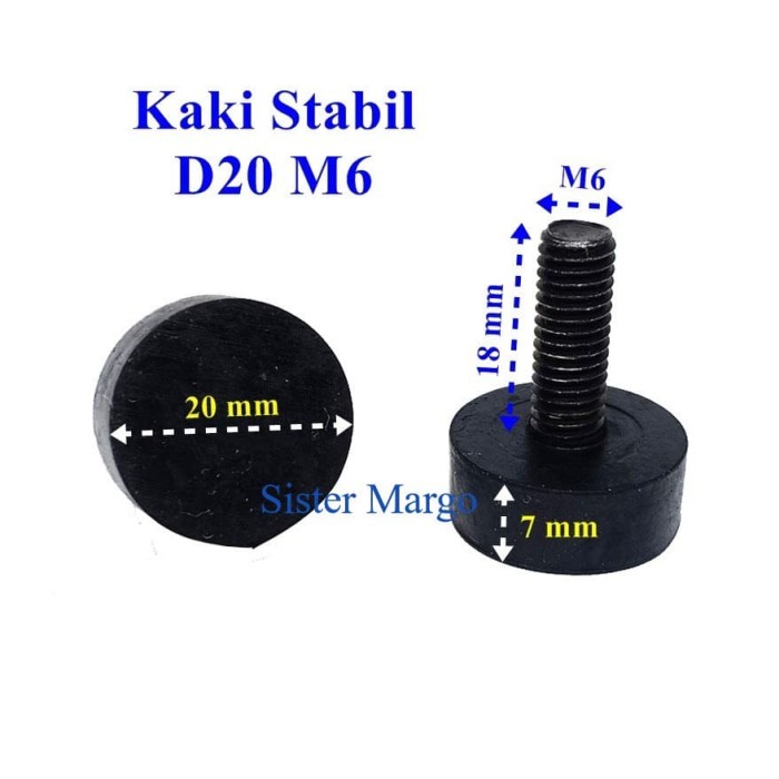 Jual Karet  Kaki Stabil Kursi  Meja D20 M6 Baut Hitam Kab 