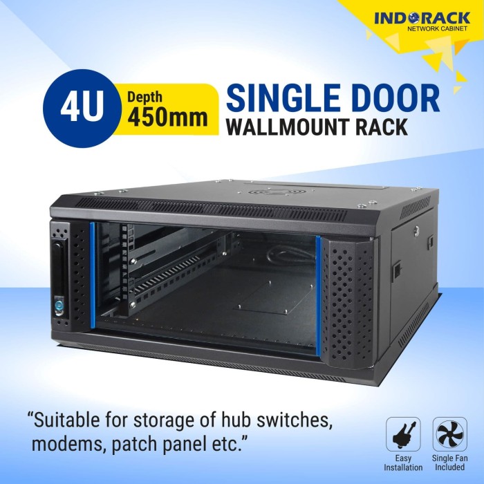 Jual WIR4504S - 4U Wallmount Rack Depth 450mm Single Door 19 ...