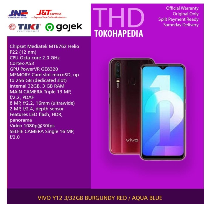 Jual VIVO Y12 3GB RAM / 32GB ROM GARANSI RESMI VIVO INDONESIA - Jakarta