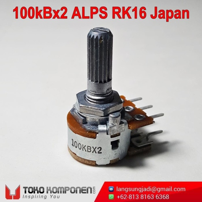 Jual 100kBx2 ALPS RK16 Japan Stereo Potentiometer potensio 100k 100kB