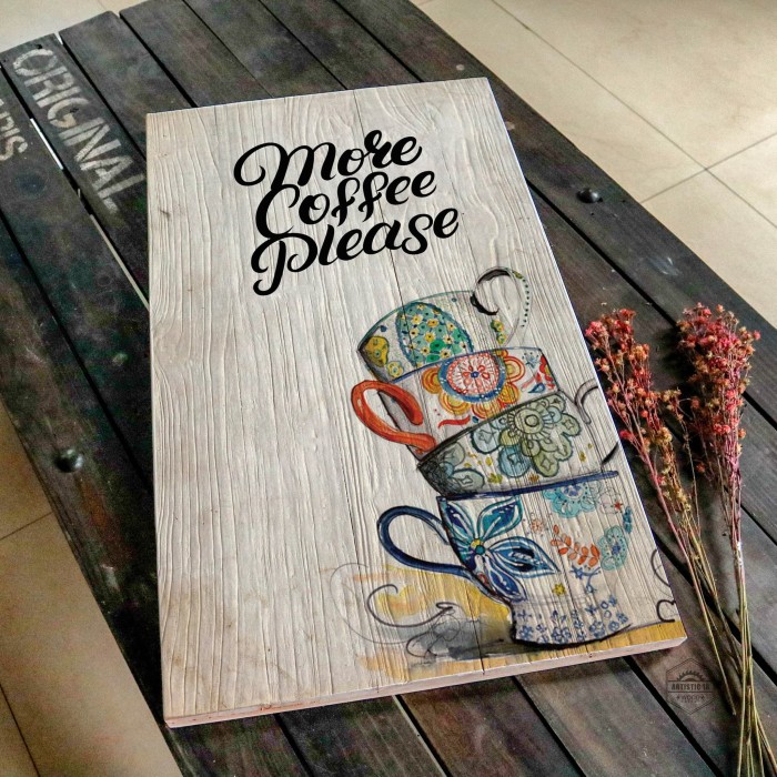 Jual Lukisan Dinding CAFE  60X35CM Wall Decor Poster Kayu 