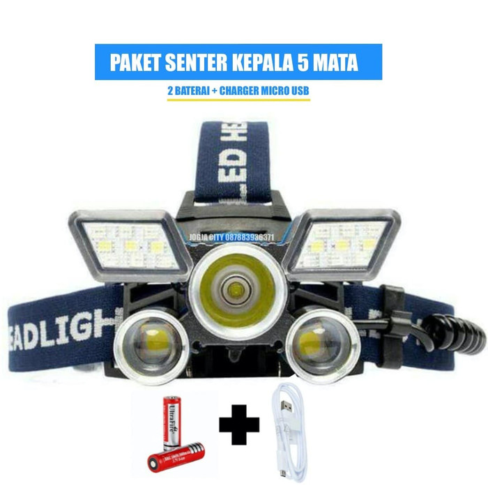 Jual Paket senter kepala optimus 5 mata Cree XM-L2+2XPE